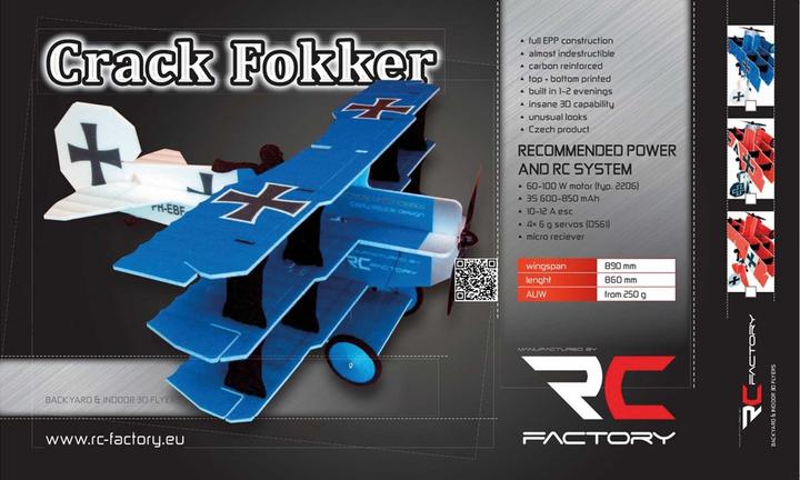 Image du produit RC Factory RC-Factory Crack FOKKER Dr.1 Triplane bleu LITE series (Voltige)