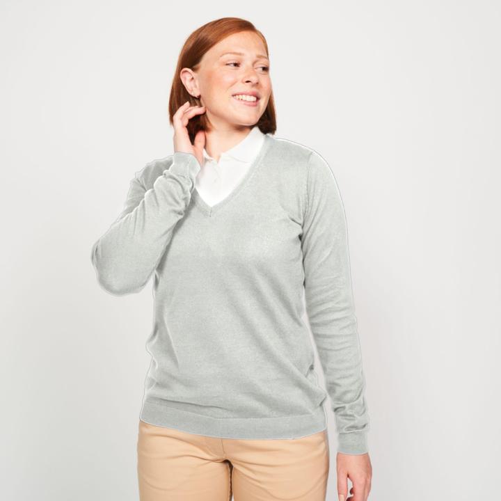 Actual product image Inesis Ladies golf pullover V-neck cotton - CW 100 grey