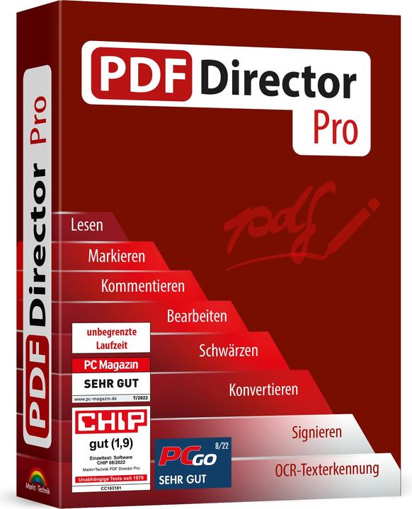 Image du produit PDF Director Pro ist die Komplettlösung, wenn es um die Bearbeitung Ihrer PDF-Dokumente geht. Die So (1 Utilisateur, 1 Périphériques/Utilisateurs, Illimité)