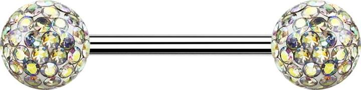 Actual product image Star Piercing Micro barbell silver with two balls multicolour epoxy protective coating (without brass, Surgical steel 316L)