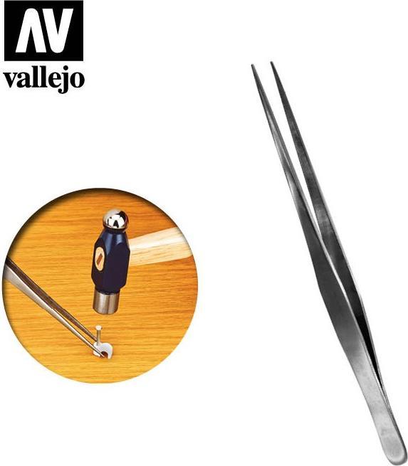 Vallejo Straight Tip Stainless Steel Tweezers (175 mm) (T12008)