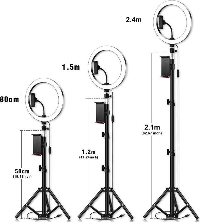 Actual product image Apfelkiste XXL Dual Tripod Dreibein Stativ Halterung mit 10" LED Ringleuchte + Fernbedienung (Ring light)