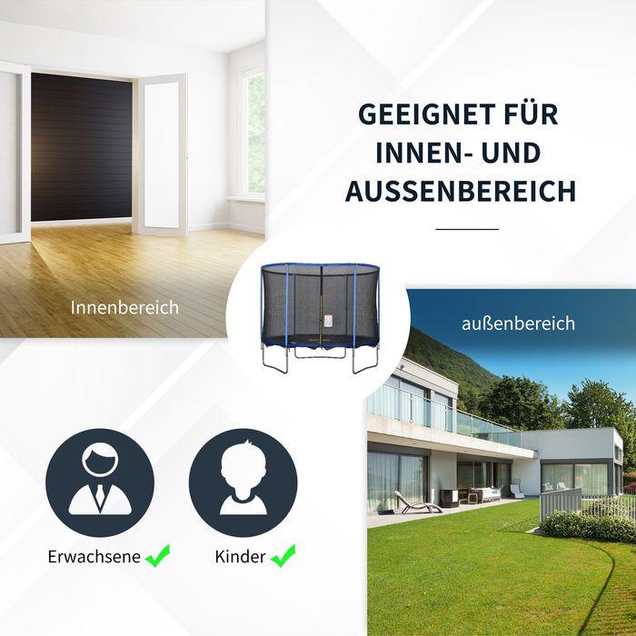 Produktbild Swisshandel24 Trampolin mit Sicherheitsnetz Gartentrampolin für Innen- und Aussenbereich Fitnesstrampolin Stahl Bl (305 cm)