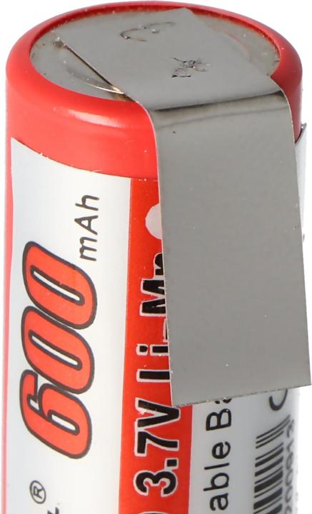 Actual product image AccuCell Battery IMR 14430 with solder tag U-shape (1 pcs., 600 mAh, Rechargeable battery)
