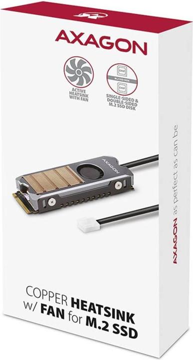 Image du produit Axagon CLR-M2FAN computer cooling system Solid-state drive Heatsink/Radiatior Grey 1 pièce(s)