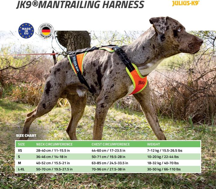 Image du produit Julius-K9 K9 Mantrailing/Outd. sele, Str. : L-XL/Uv Orange m. neon kant (L, XL, Chien, Général)