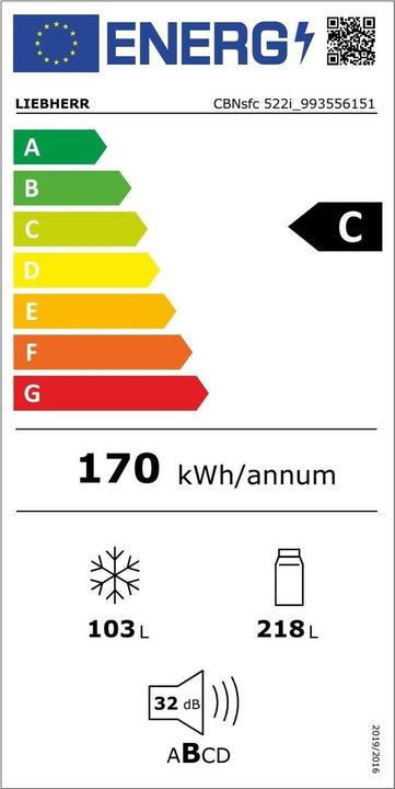 Etichetta energetica Liebherr CBNsfc 522i (320 l)