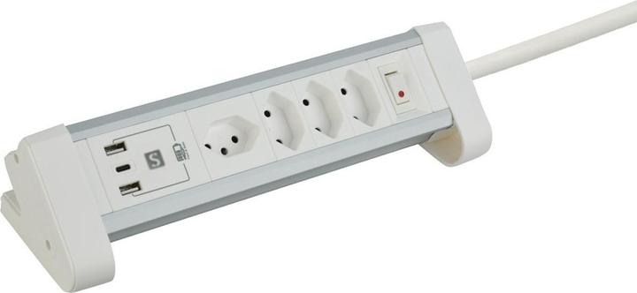 Schönenberger ALU table socket strip white (4 x, Type 13, 2 m)