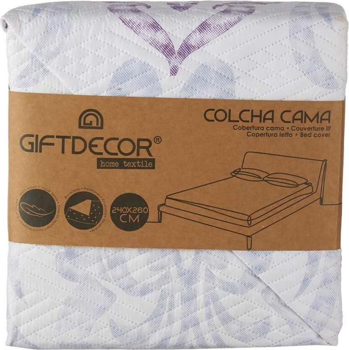 Produktbild Gift Wendbare Tagesdecke 240 x 260 cm Weiss Lila (6 Stück) (240 x 260 cm)