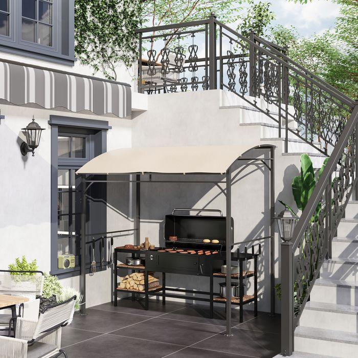 Produktbild Swisshandel24 Grillpavillon, Regenschutz, UV-beständig, mit Haken, Stahl, Polyester, Beige, 215 x 150 x 220 cm (215 cm, 150 cm)