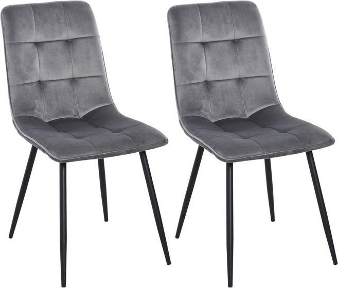 Actual product image Swisshandel24 2er-Set Esszimmerstuhl Polsterstuhl Küchenstuhl Esstisch Schaumstoff Metall Grau+Schwarz 45 x 63 x 9