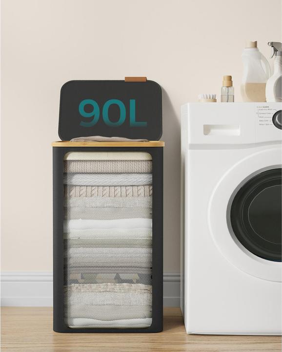 Image du produit Songmics Panier à linge 90 l, noir (90 l)
