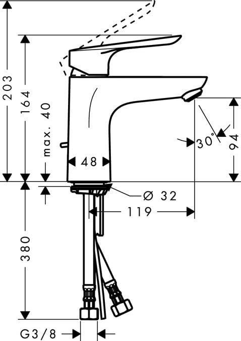Actual product image hansgrohe HG Logis E 100 single lever bath - spout with hv. with bv. 119mm chrome