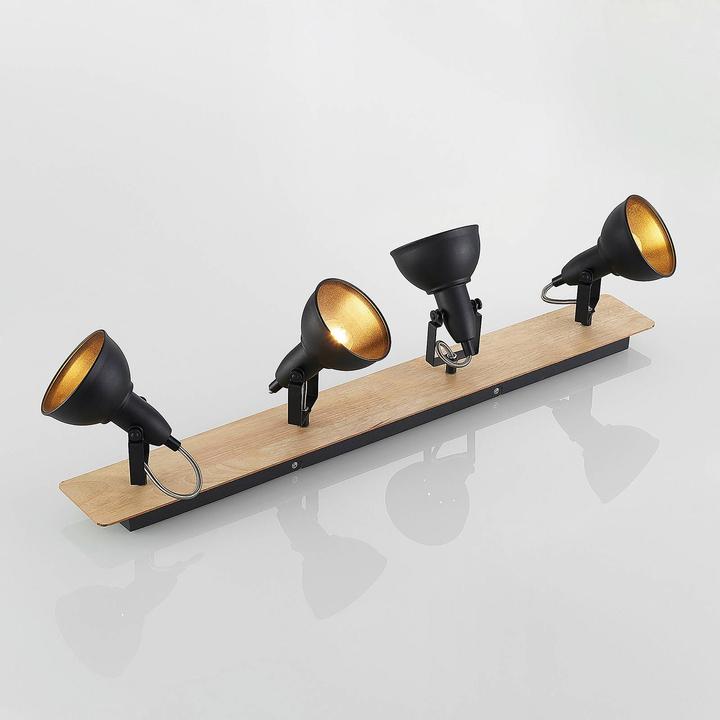 Image du produit Lindby Aylis plafonnier, noir, bois, 4 fl. (E14)