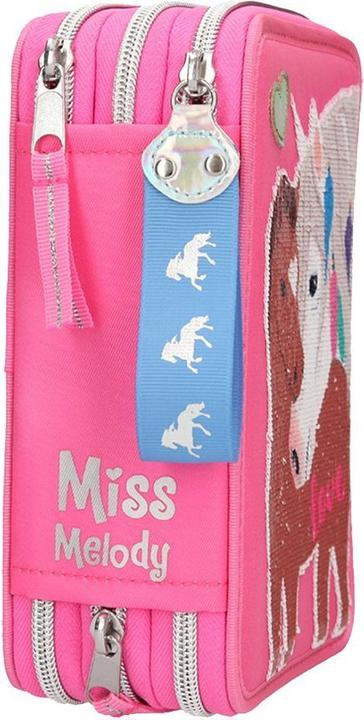 Immagine prodotto Schmidt Spiele Miss Melody - Astuccio per matite con paillettes a forma di cavallo 3-Zip - Rosa