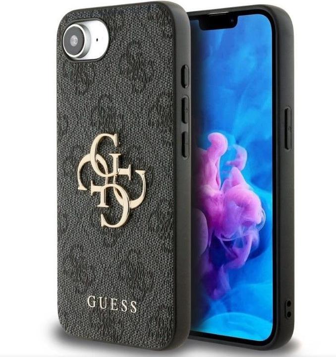 Actual product image Guess PU 4G Metal Logo Case für Apple iPhone SE (2024) - grey (Apple iPhone 16e)