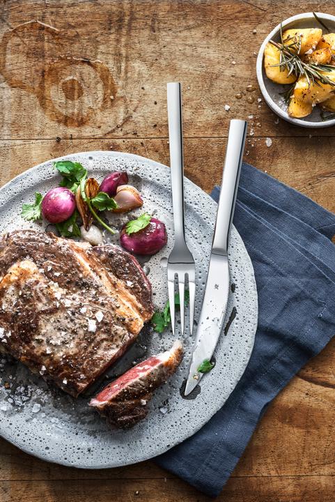 Produktbild WMF Steakbesteck Set Steakmesser 6 Personen 12tlg Spezialklingenstahl Eichenholz Holzkiste (12 Stück, Besteck Set)