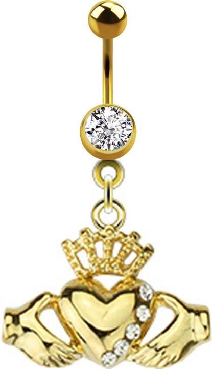 Immagine prodotto Star Piercing Banana placcata in oro 14k con ciondolo Claddagh (senza ottone, Acciaio chirurgico 316L)