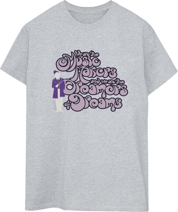 Actual product image Willy Wonka & the Chocolate Factory Womens/Ladies Dreamers Text Cotton Boyfriend T-Shirt (5XL)