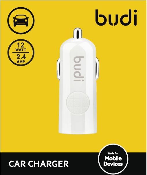 Productafbeelding Budi Ładowarka samochodowa USB (Biały)