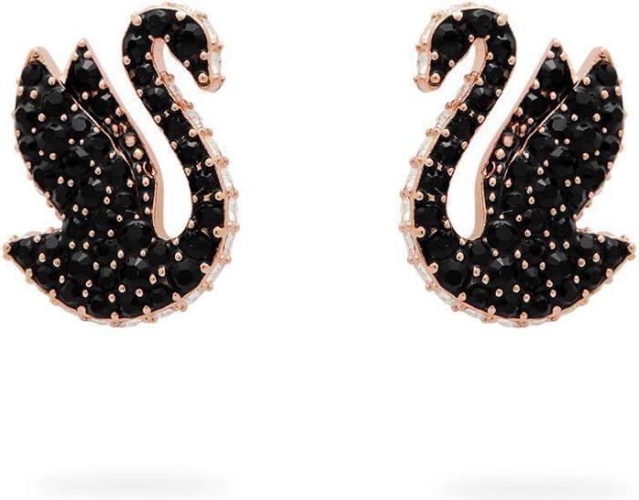 Produktbild Swarovski Iconic Swan Ohrstecker Schwan Schwarz Roségold (Swarovski Metall)