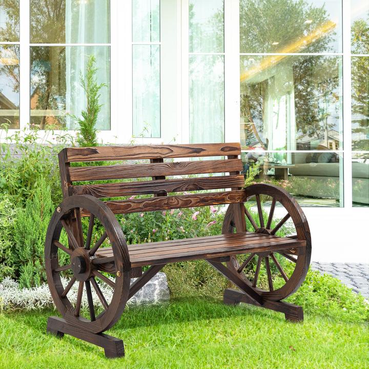 Image du produit Outsunny Banc de jardin design roue de chariot