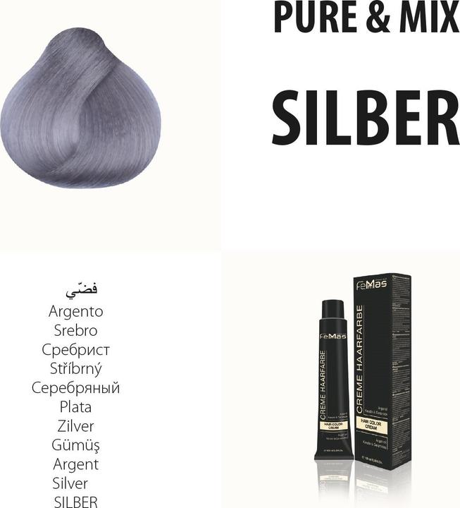 Actual product image FemMas Silver) Hair Color Pure & Mix 100ml