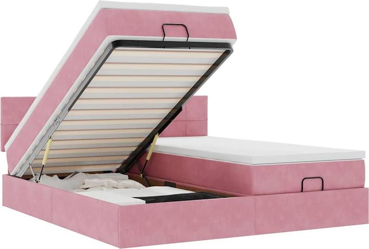 Produktbild VidaXL Ottoman-Bett mit Matratzen Rosa 200x200 cm Samt (200 x 200 cm)
