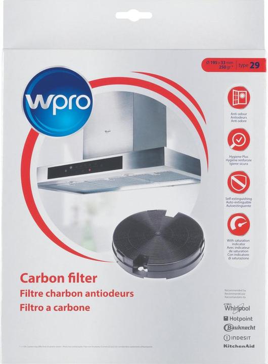 Immagine prodotto WPRO 2 filtri a carbone attivo tipo 29 484000008572, 481249038013, AMC912