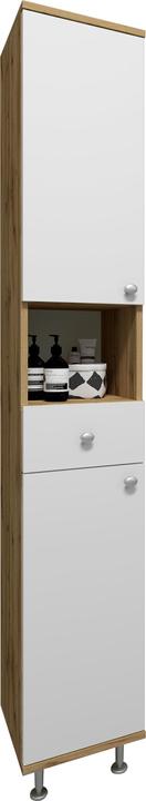 Produktbild VCM Holz Badmöbel Hochschrank Badregal Badschrank Badezimmer Schublade Regal Nilosi (30 x 31 x 185 cm)