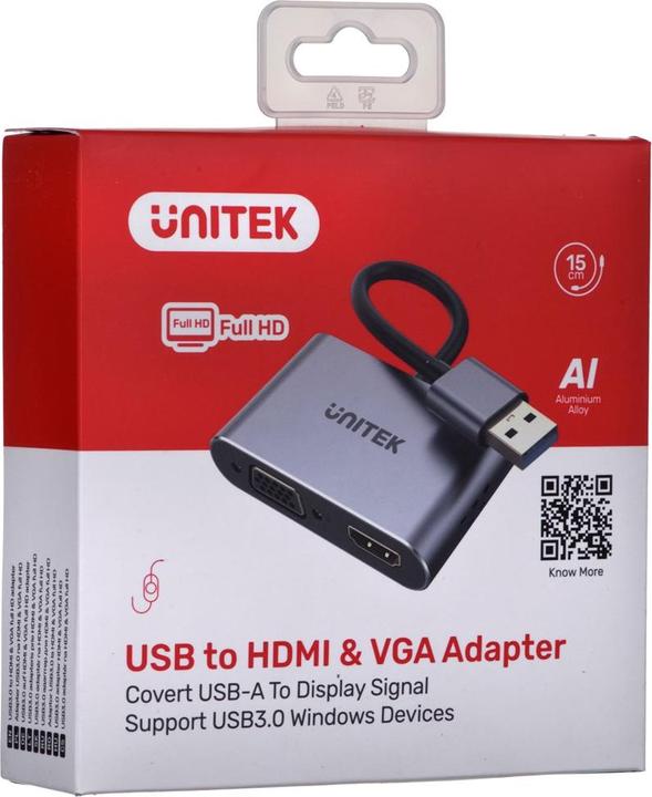 Produktbild Unitek USB-Adapter mit HDMI und VGA, FullHD (USB-A)