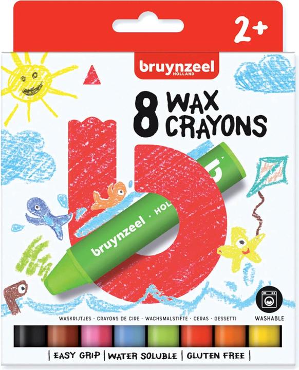 Immagine prodotto Bruynzeel Pastelli per bambini (Nero, Marrone, Rosso, Giallo, Arancia, Blu chiaro, Pink, Verde chiaro, 8 x)