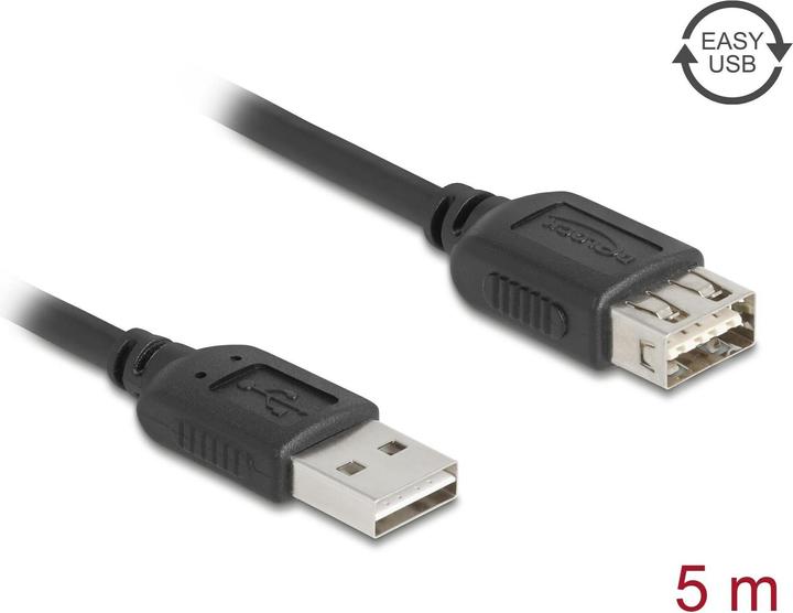 Delock USB 2.0 Verlängerungskabel EASY USB Typ-A Stecker zu Typ-A Buchse 5 m (5 m, USB 2.0)