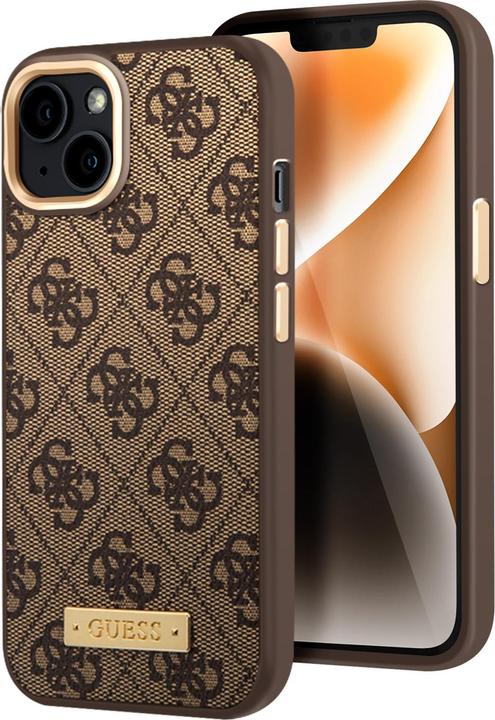Productafbeelding Guess GUHMP14SU4GPRW iPhone 14 6,1" brązowy/bruin hard case 4G Logoplaat MagSafe (Apple iPhone 14)