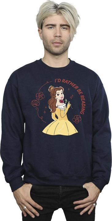 Actual product image Disney Mens Beauty And The Beast I'd Rather Be Reading Cotton Sweatshirt (M)