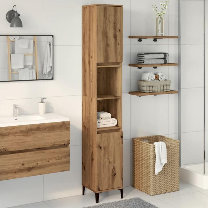 Produktbild VidaXL Badschrank Hochschrank Badezimmerschrank Badmöbel Schrank Artisan-Eiche