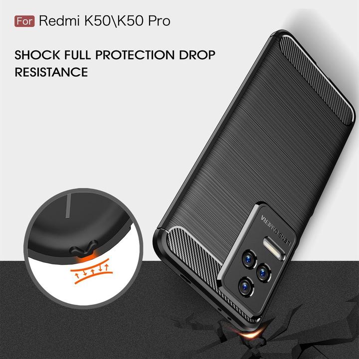 Produktbild König Design Hülle Handy Schutz für Xiaomi Redmi K50 Pro Case Cover Tasche Carbon Etui Bumper (Xiaomi Redmi K50 Pro)