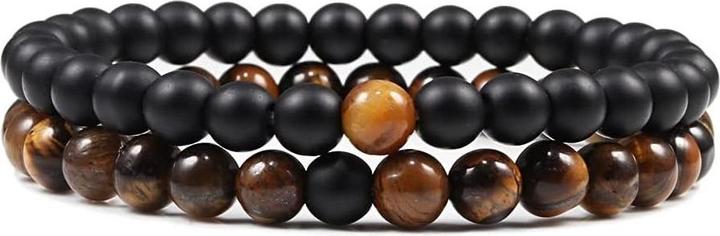 Immagine prodotto Cbx Bracciale elastico con perline Occhi di tigre (Pomice, Malachite)