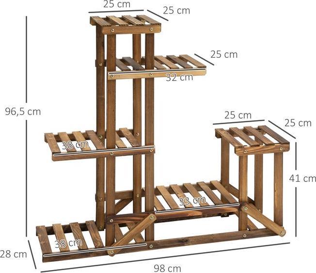 Immagine prodotto Swisshandel24 Scaffale per piante Supporto per fiori Legno massiccio 6 livelli Scaffale per fiori a quattro
