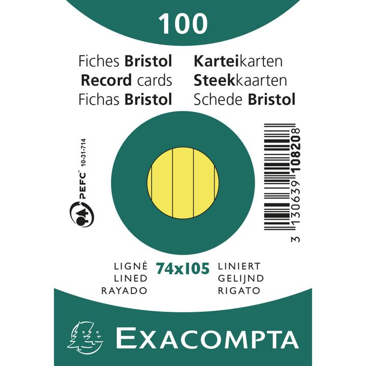 Produktbild Exacompta Karteikarten (74 x 105 mm, 205 g/m², 100 x)