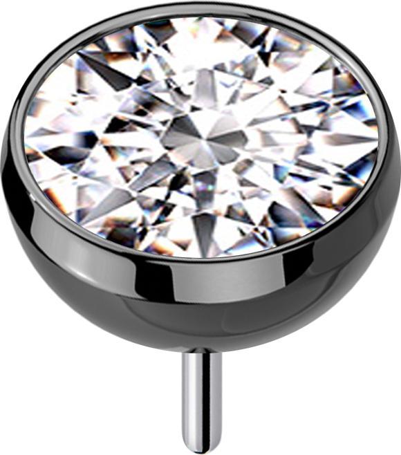 Star Piercing Threadless Halbkugel schwarz mit Kristall silber (ohne Messing, Titan G23)