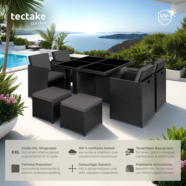 Immagine prodotto tectake set da giardino in rattan e alluminio Manhattan, variante 2 (100 cm)