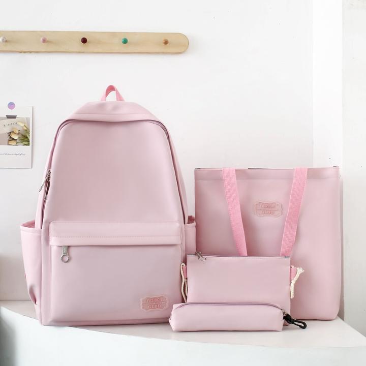 Produktbild Only-Bags.Store 4pcs Tasche Set: Chic Solid Color Nylon Rucksack mit verstellbaren Trägern, Tote, Crossbody &