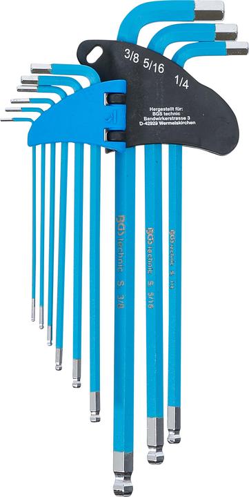 Image du produit BGS Jeu de clés allen extra longues six pans intérieurs en pouce 9 pièces
