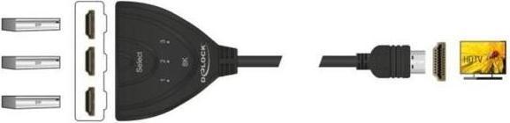 Delock HDMI Switch 3 x HDMI in zu 1 x HDMI out 8K 60 Hz mit