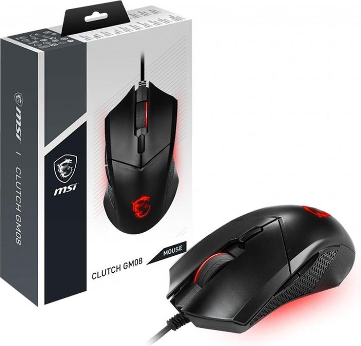 Actual product image MSI CLUTCH GM08 Optical Gaming Mouse "4200 DPI Optical Sensor, 6 Programmable buttons (Cable)