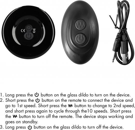 Actual product image Shots Pluggy - Glass Vibrator - With Suction Cup and Remote - Rechargeable - 10 Speed