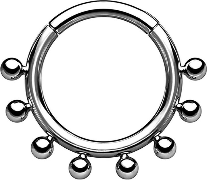 Star Piercing Micro Segmentring klappbar silber acht Kugeln weit (ohne Messing, Titan G23)