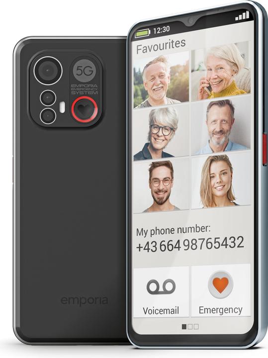 Emporia SMART.6, Senior smartphone (128 GB, Black, 6.58", Single SIM, 50 Mpx, 5G)