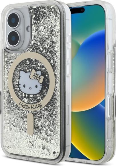 Immagine prodotto Hello Kitty HKHMP16SLGDIK iPhone 16 6.1" czarny złoty/nero oro custodia rigida Liquid Glitter Fever MagS (Apple iPhone 16)